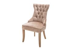 Eleganter Stuhl CASTLE cappuccino Samt Landhausstil mit Komfortgriff