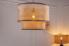 Boho Hängelampe VIENNA 45cm natur schwarz Wiener Geflecht Leuchte