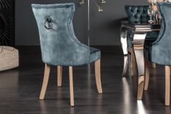 Eleganter Stuhl CASTLE petrol Samt Landhausstil mit Komfortgriff