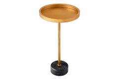 Runder Beistelltisch TRAYFUL 60cm gold Eisen schwarzer Marmorfuß handmade