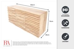 Massivholz Sideboard RELIEF 160cm Akazie Kommode mit Schubladen aufwändige Front