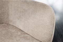 Drehbarer Stuhl VERONA champagner beige Samt Strukturstoff mit Armlehne Metallbeine schwarz