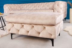 Chesterfield Sitzhocker MODERN BAROCK 90cm champagner Samt Fußhocker