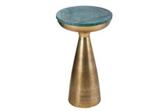 Handgearbeiteter Beistelltisch ELEMENTS 55cm gold grün Marmor rund