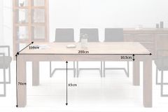Massivholz Esstisch MAKASSAR 200cm braun Sheesham stone finish Holzbeine rechteckig