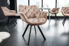 Drehbarer Stuhl THE DUTCH COMFORT greige Samt mit Armlehnen Modern Design