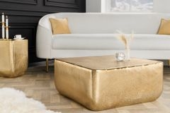 Design Couchtisch UNIT 70cm gold Metall Hammerschlag handmade