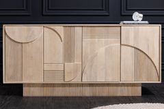 Design Sideboard ART DECO 170cm weiß gekälkt Mangoholz massiv 3D-Front