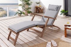 Massive Gartenliege EMPIRE TEAK 175cm natur Teakholz Deckchair verstellbar