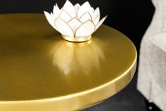 Design Beistelltisch ABSTRACT 60cm gold Metall gebürstet Patina Handarbeit rund Säulentisch