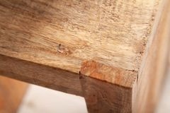 Handgearbeiteter Beistelltisch S 60cm Mango Massivholz mit Ablage variabel stellbar