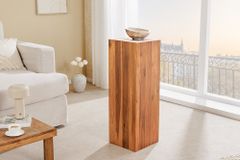 Massivholz Dekosäule COLUMNA 75cm braun Akazie Beistelltisch