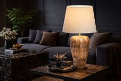 Handgefertigte Tischlampe PURE NATURE 65cm weiß natur Mangoholz mit Stoffschirm