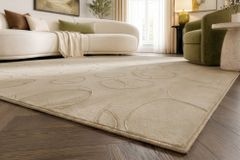 3D Hochflor Teppich LUNA 230x160cm taupe Hoch-Tief-Effekt Indoor-Teppich