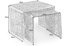 Handgearbeiteter Couchtisch ABSTRACT 49cm 2er Set silber im Gap Design