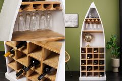 Massivholz Weinregal SEVEN SEAS 180cm weiß natur Mango Flaschenregal