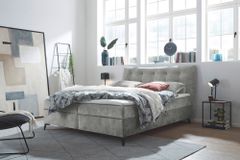 Design Boxbett DECADENCIA 180x200cm silbergrau Samt mit Stauraum Matratze Topper