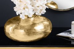 Moderne Deko Vase ABSTRACT ORIENT 35cm gold rund Metall Hammerschlag-Design