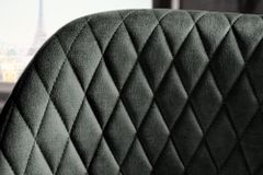 Design Barhocker PARIS grün Samt mit Lehne Metall schwarz gold Ziersteppung