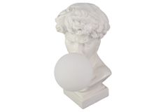 Handgefertigte Tischlampe DAVID 30cm weiß Büste mit Lampenkugel