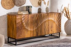 Massives Sideboard SCORPION 140cm braun Mangoholz aufwendige 3D Schnitzereien