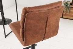 Höhenverstellbarer Barhocker COMFORT antik braun Microfaser drehbar mit Lehne Metall schwarz