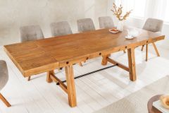 Massiver Esstisch FINCA 165-240cm vintage braun verlängerbar Pinienholz Bohlenoptik