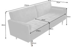 Modernes Schlafsofa COUTURE 200cm grau Microvelours 3-Sitzer Couch mit Schlaffunktion