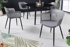 Design Stuhl AIRE grau Kunststoff Stahlgestell Indoor Outdoor inkl. Kissen