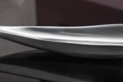 Handgearbeitete Deko Schale SILVER LEAF 60cm silber Aluminium