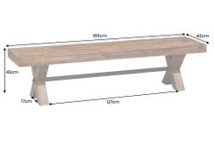 Industrial Bank GOLIATH 180cm natur Pinienholz X-Gestell schwarz Metall