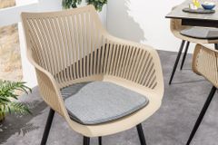 Design Stuhl SIGNUM greige schwarz Kunststoff Indoor Outdoor mit Armlehnen