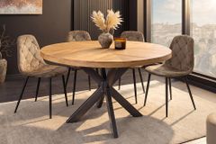 Runder Esstisch INFINITY HOME 120cm natur cream finish Mangoholz Parkett schwarz