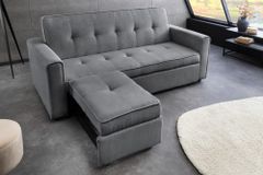 Ausziehbares Schlafsofa SMART 180cm grau Cord 2-Sitzer Couch mit Nosagfederung