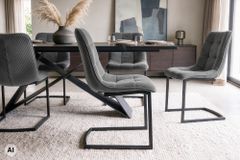 Freischwinger Stuhl MIAMI grau Cord matt schwarz Metallgestell