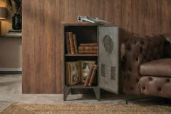 Industrial Schrank NAUTILUS 85cm natur grau Metall Massivholz Vintage Spind