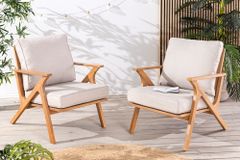 Wetterfester Gartenstuhl COMFORT LINE natur beige Akazienholz Loungesessel