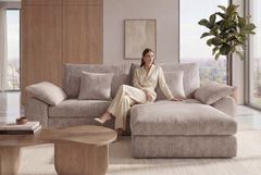Stilvolles Sofa SOHO 225cm beige Chenille 3-Sitzer Couch mit Wellenunterfederung