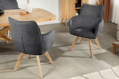 Drehbarer Stuhl ASGARD grau Chenille Cremona mit Taschenfederkern und Armlehne