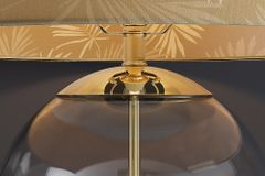Moderne Tischlampe CLASSICO 60cm transparent Glas weiß gold Leinenschirm