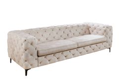 Chesterfield 3-Sitzer Sofa MODERN BAROCK 235cm champagner beige Samt Federkern