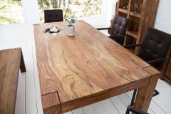 Massivholz Esstisch MAKASSAR 200cm braun Sheesham stone finish Holzbeine rechteckig
