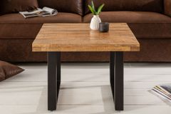 Massiver Couchtisch IRON CRAFT 60cm Mangoholz Industrial Design
