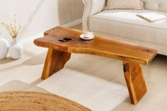 Massivholz Bank ROOT 100cm braun natur Teak Baumstamm