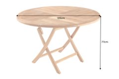 Massiver Gartentisch EMPIRE TEAK 120cm natur Teakholz rund klappbar Outdoor Balkontisch