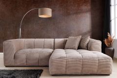 Modernes Ecksofa ZERO GRAVITY 240cm greige Cord 3-Sitzer Couch L-Form