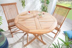 Massiver Gartentisch EMPIRE TEAK 90cm Teakholz rund klappbar Balkontisch Outdoor