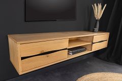 Hängendes TV-Lowboard LIVING EDGE 160cm natur schwarz Wildeiche geölt Baumkante