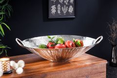 Handgearbeitete Deko Schale ORIENT 55cm silber Metall Hammerschlag Design