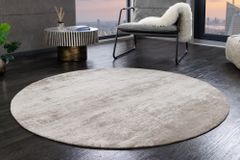 Design Teppich MODERN ART 150cm beige grau Used Look Vintage Baumwolle